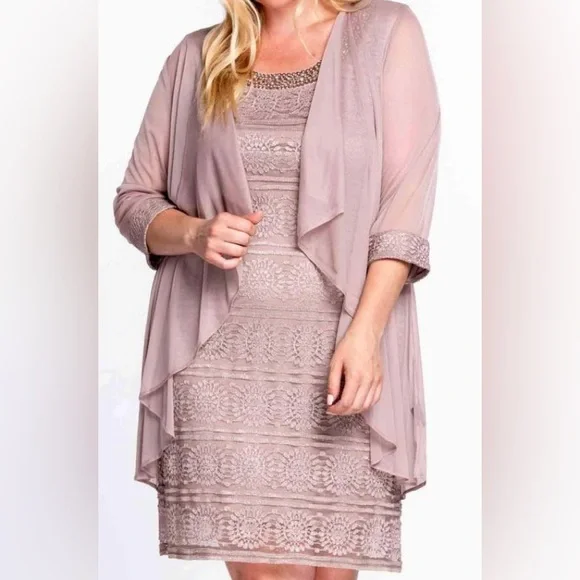 R & M Richards | Dresses | Rm Richards Formal Embelished Rose Sleeveless Dress  Sheer Jacket 6w Nwt | Poshmark